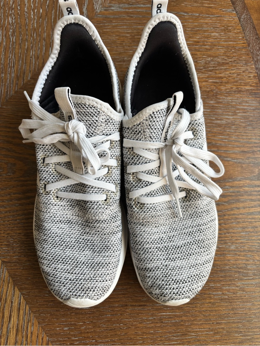 Adidas Women's Knit Runners in Heathered White and Gray